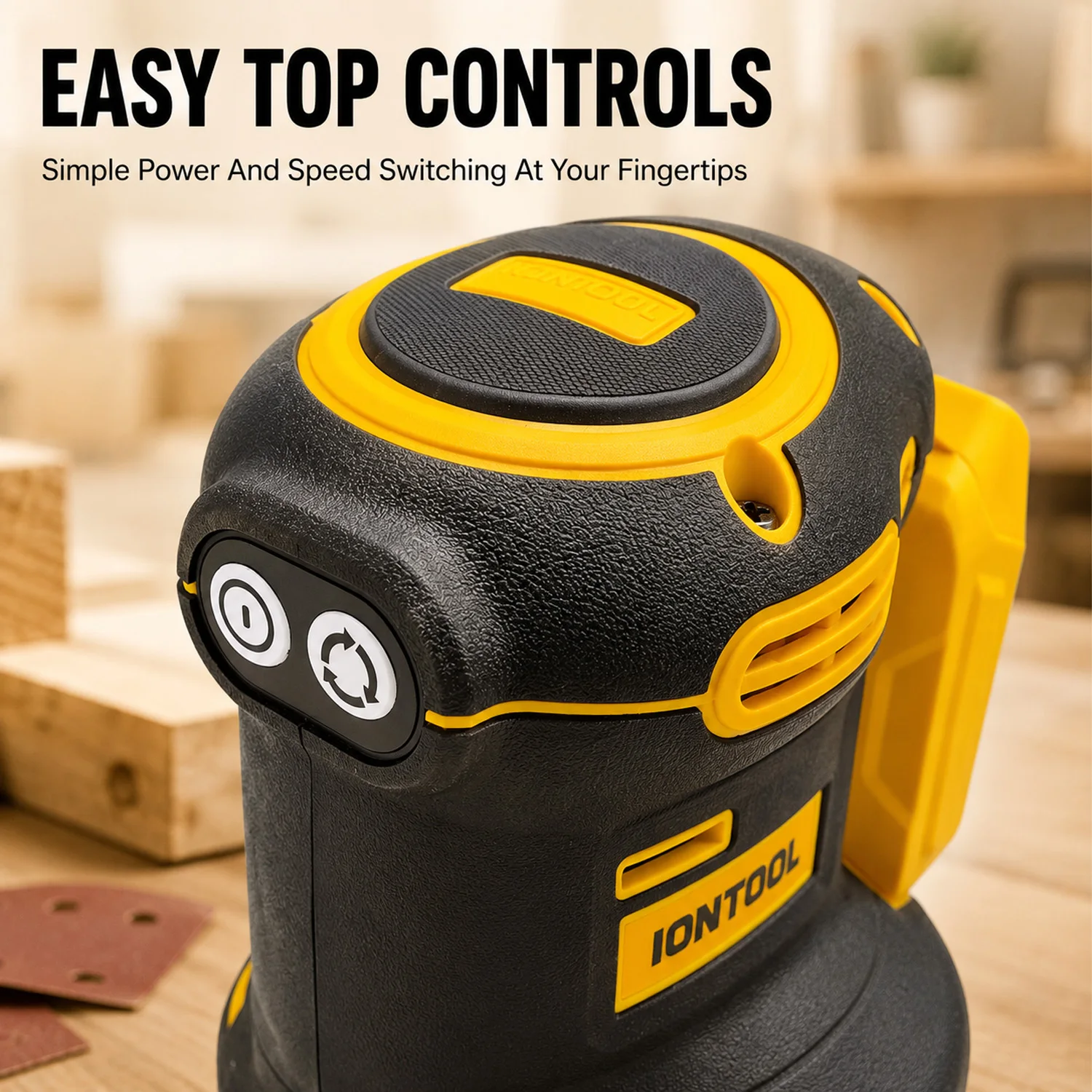 IONTOOL 180mm 3-Speed Cordless Orbital Sander 7000-11000RPM Compact for Wood Sanding Furniture Surface Polishing No Battery