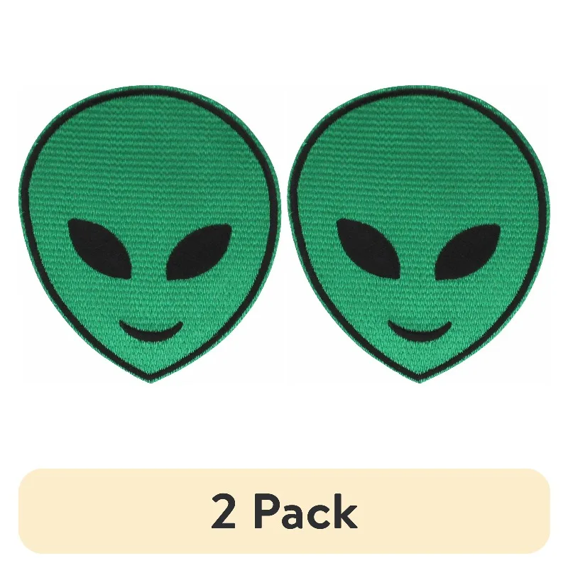 

Embroidered Green Alien Face Iron-on Patch Applique, 3.8" x 3.3"