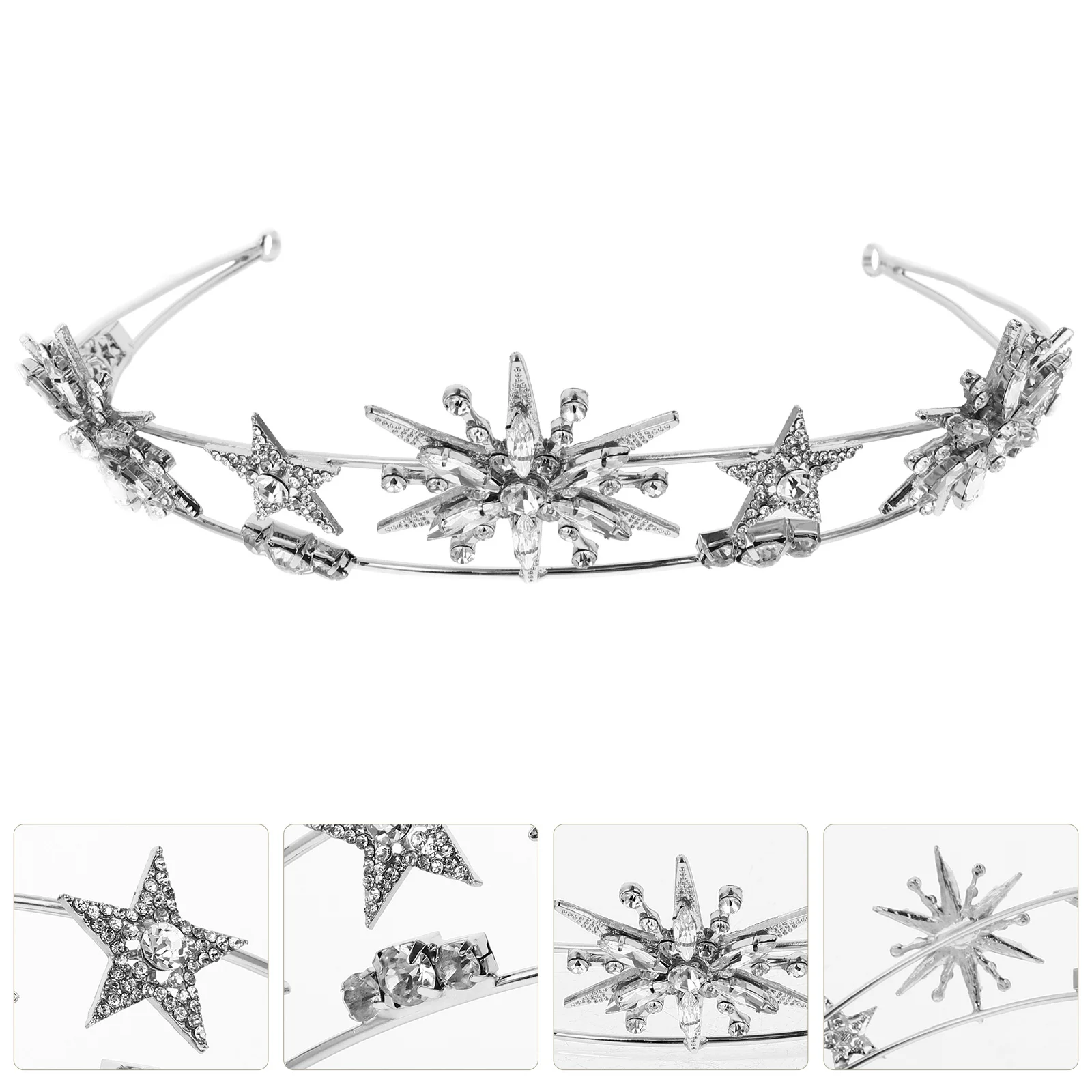 

Star Crown Wedding Headband Girl Headdress Modeling Rhinestones Hair Piece Alloy Shiny Bride Bridal