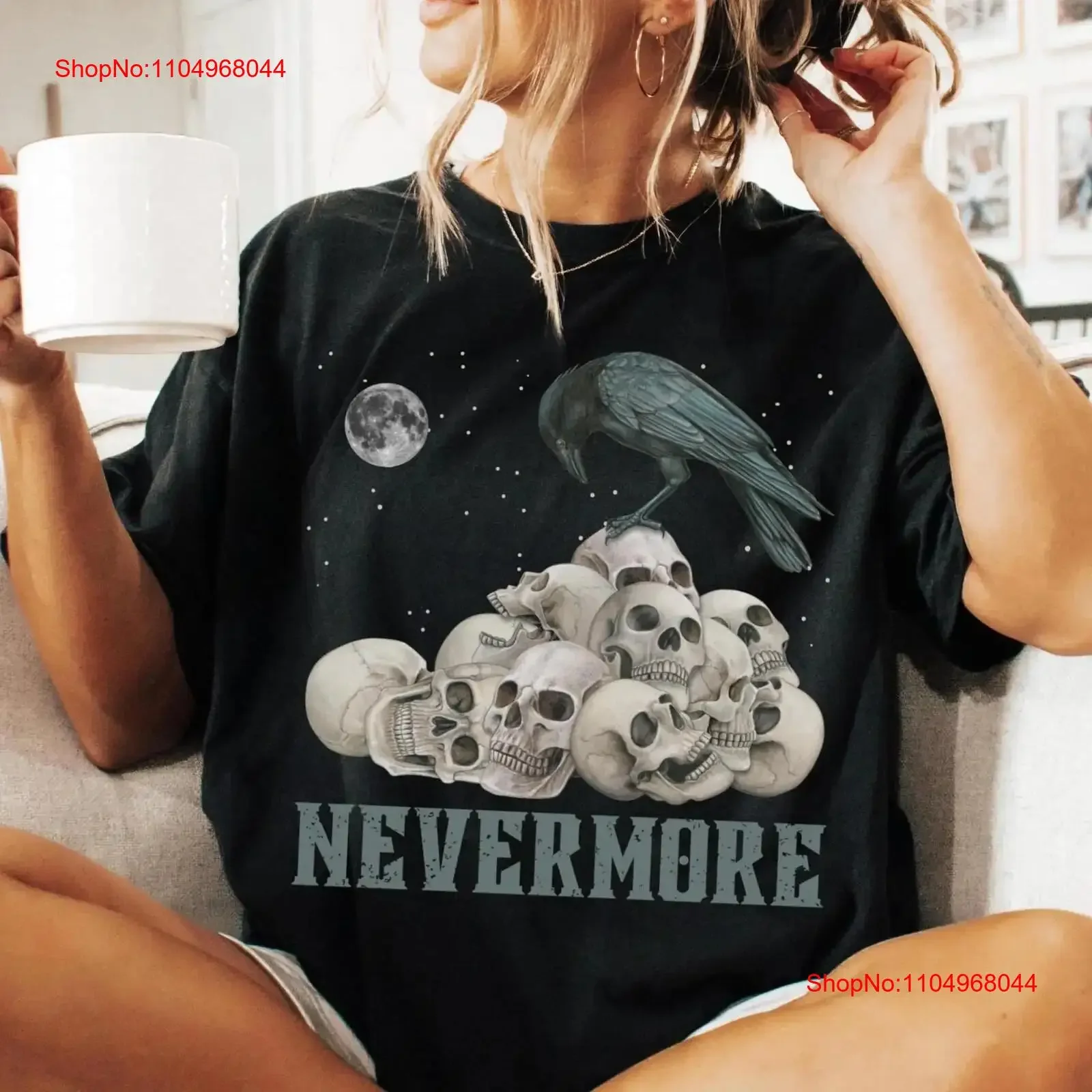Raven T Shirt Edgar Allen Poe Crowcore Skull Whimsigoth Clothing Literature PoeT Gothic Clothes Nevermore Crow Dark vintage