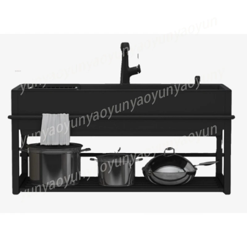 Wall Mount Single Bowl 304 Stainless Steel Sink with Bracket for Balcony Laundry and Kitchen Prep