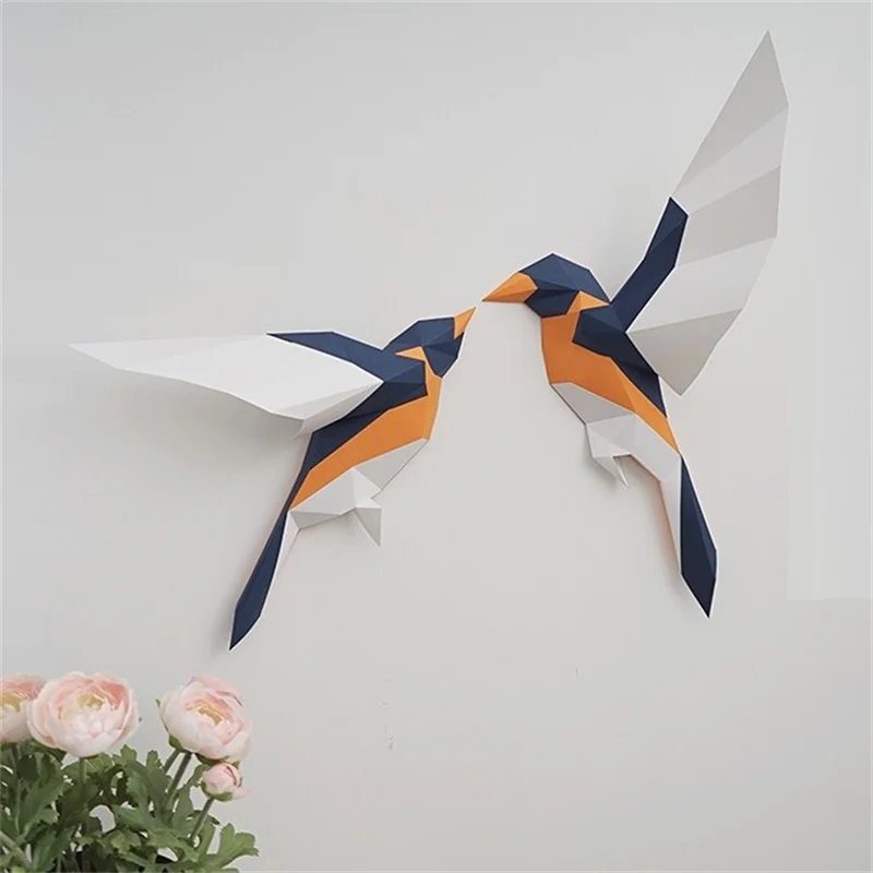 Kit de modèle de couple d'oiseaux inséparables en papier, décoration murale pour la maison, décoration de mariage, papercraft 3D, puzzles de bricolage, jouets cadeaux pour les filles