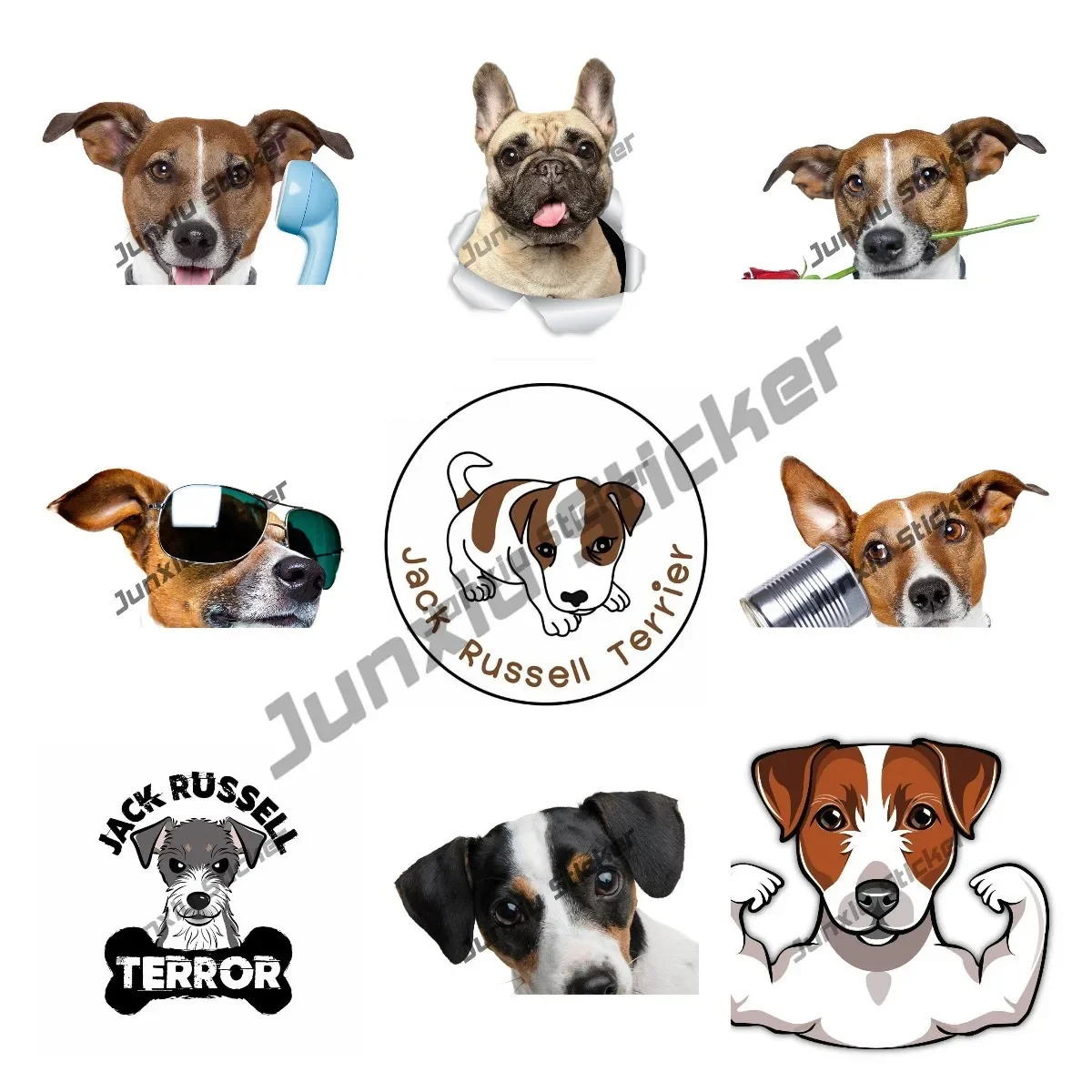 Cartoon Car Stickers Jack Russell Terrier Sticker Surfboard Fine Decal Animals Graffiti Vinyl Sticker Waterproof Car Decoration