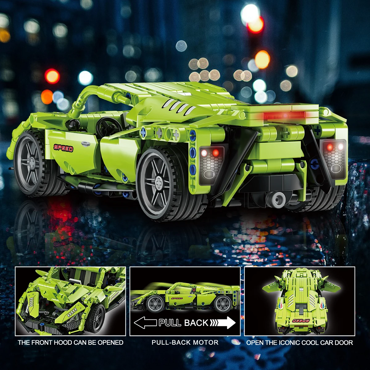 Conjunto de blocos de construção de carro de corrida, conjunto de construção de carro esportivo colecionável, modelo de carro de brinquedo para meninos e meninas de 6 anos ou mais