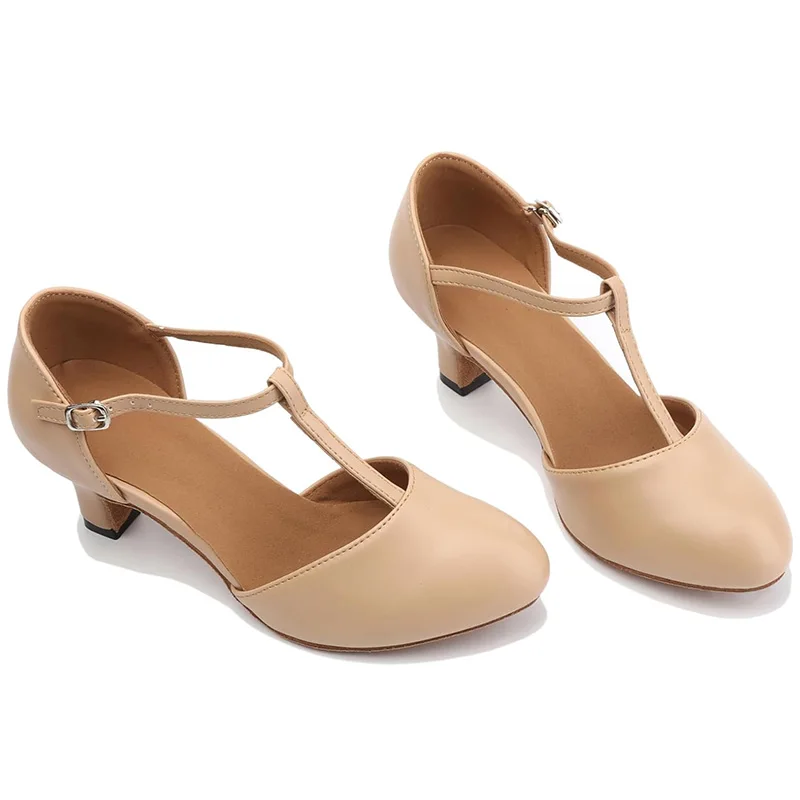 Scarpe da ballo latino da donna con cinturino a T antiscivolo per danza sociale latino tango per adulti con soletta morbida e fodera comoda