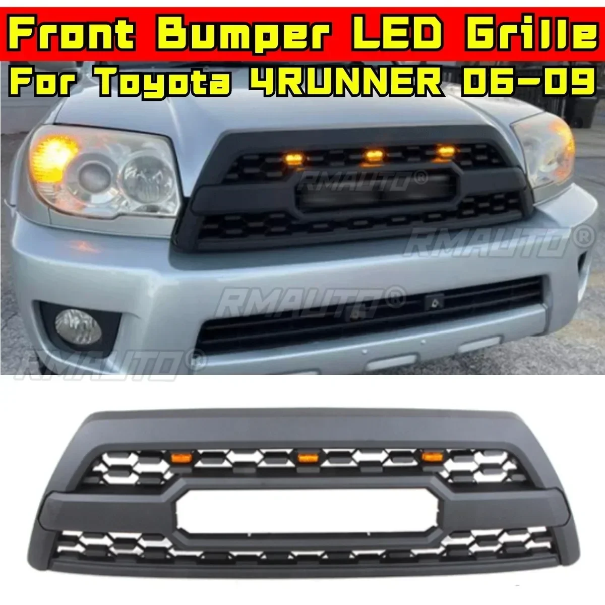 Bumper Grill For Toyota 4RUNNER 2006-2009 Car Front Bumper Racing Grille Grillg ABS Plastic Front Bumper Grille Car Accessories