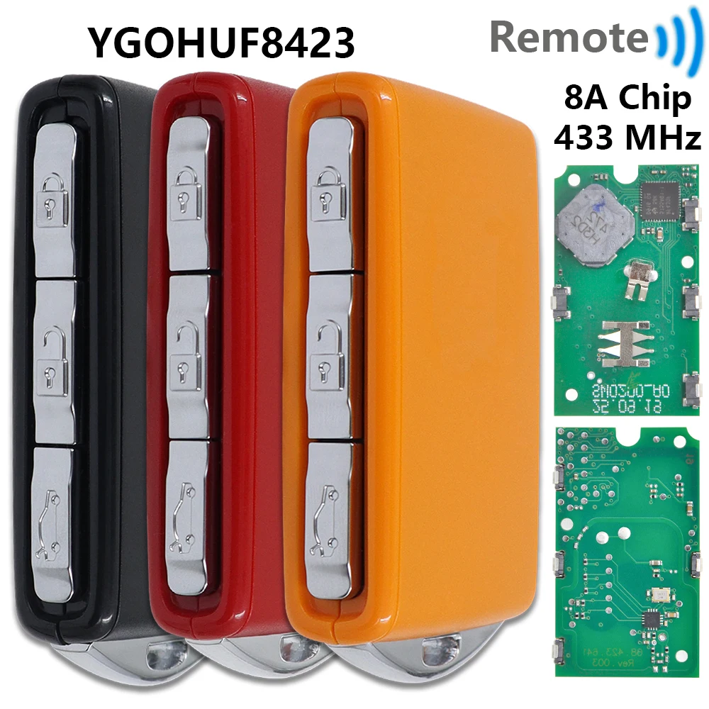 Świetny kluczyk zbliżeniowy 8A Chip 433MHz YGOHUF8423 do Volvo XC60 XC90 S40 S60 S90 2016 2017 2018 2019 2020 2021 — 2