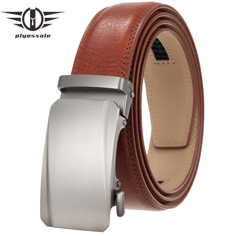 

Plyesxale Genuine Cowskin Leather Belt For Man Luxury Brand Design 2024 Suit Pants Belt Automatic Buckle Waist Strap Male G1322