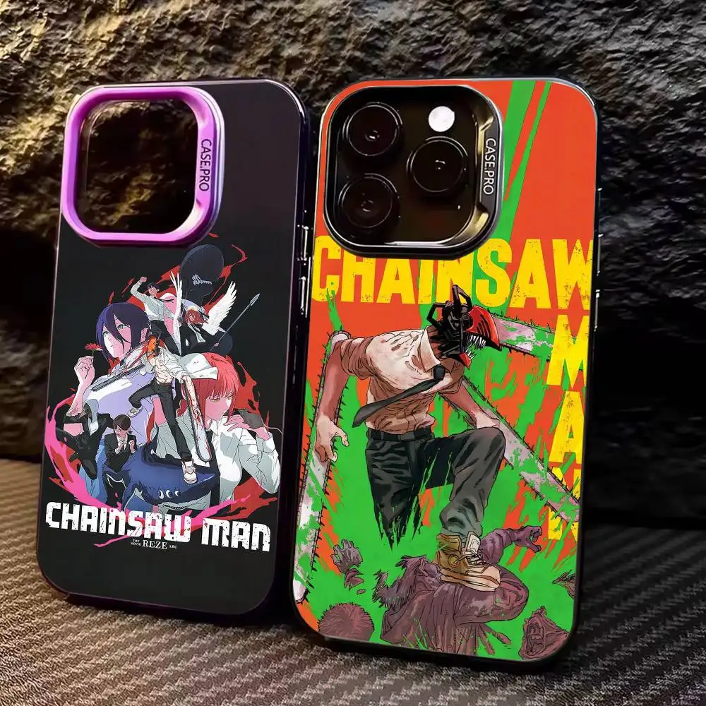 

Anime C-Chainsaw Man R-Reze Arc Phone Case For iPhone17,16,15,14,13,12,11 Plus,Pro Max Colored Silver Plated Inside Cover