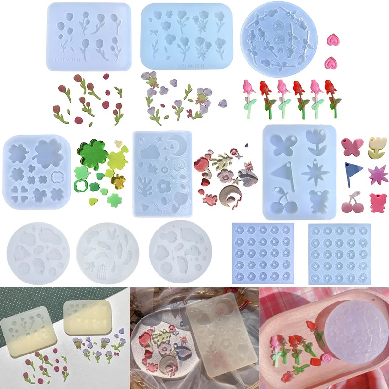 Tulip Flower Heart Mold Shaker Resin Mold Fillers Silicone Quicksand Shaker Filling Mold for DIY Keychain Pendant Jewelry Making