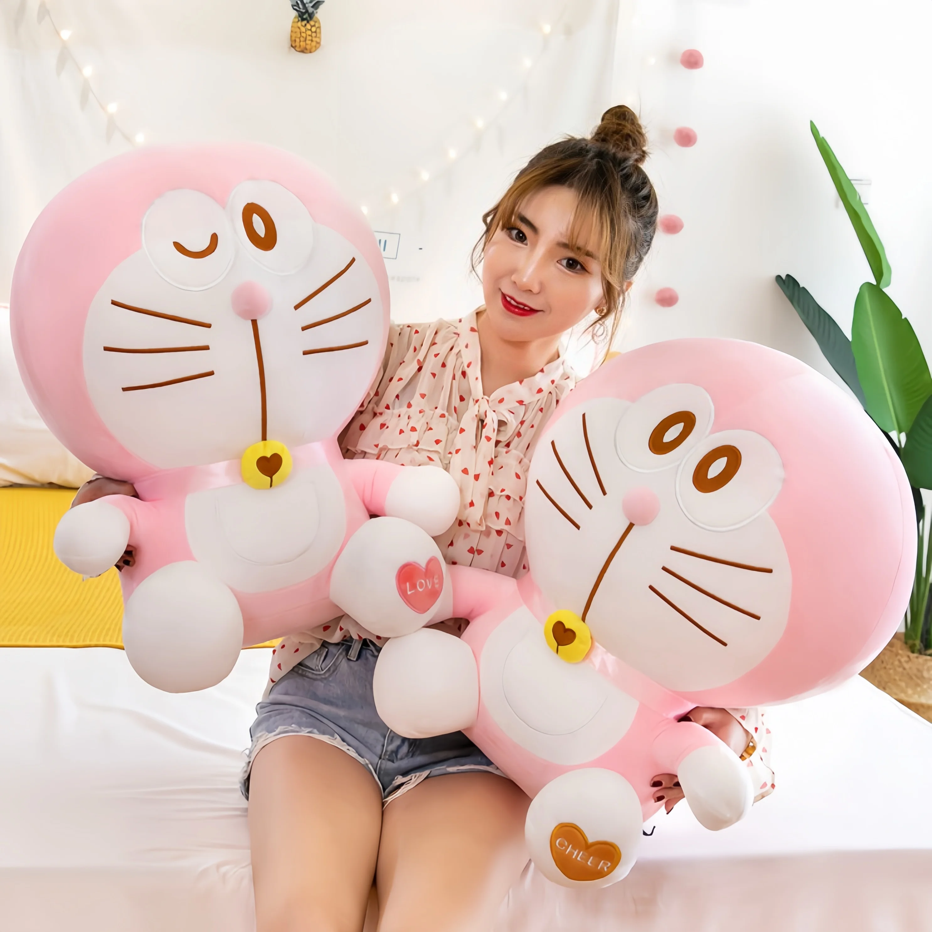 60cm Doraemon Plush Toy Sweetheart Robotic Cat Plushies Soft Stuffed Doll Big Size Kawaii Girls Sleep Throw Pillow Birthday Gift