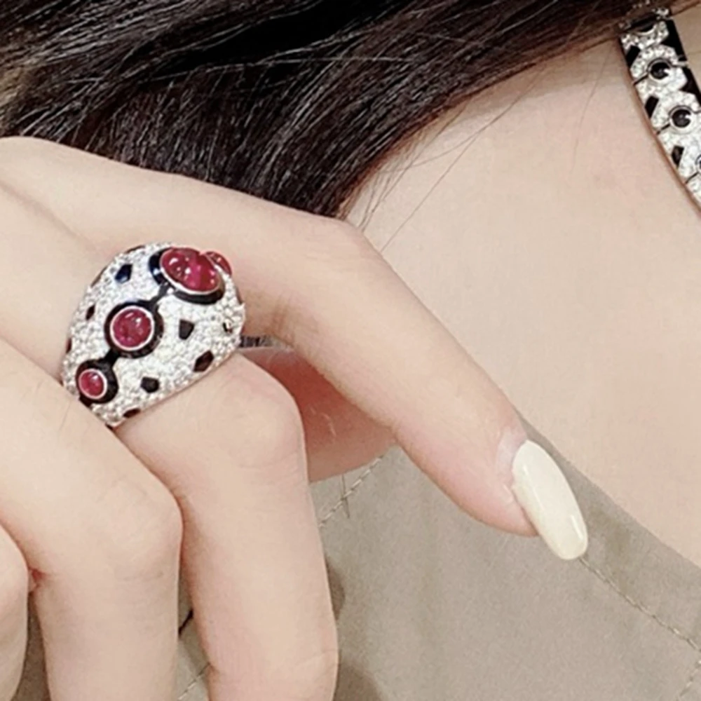 ARIGAYA 925 فضة أسود الراتنج مختبر خواتم الأحجار الكريمة الزرقاء للنساء غرامة مجوهرات هدايا الحفلات #4