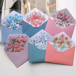 Padrão Floral Envelopes De Papel, Convite De Casamento, Tampa De Cartões Postais, Papelaria Kawaii, Escritório Letter Pads, 2Pcs, 4Pcs