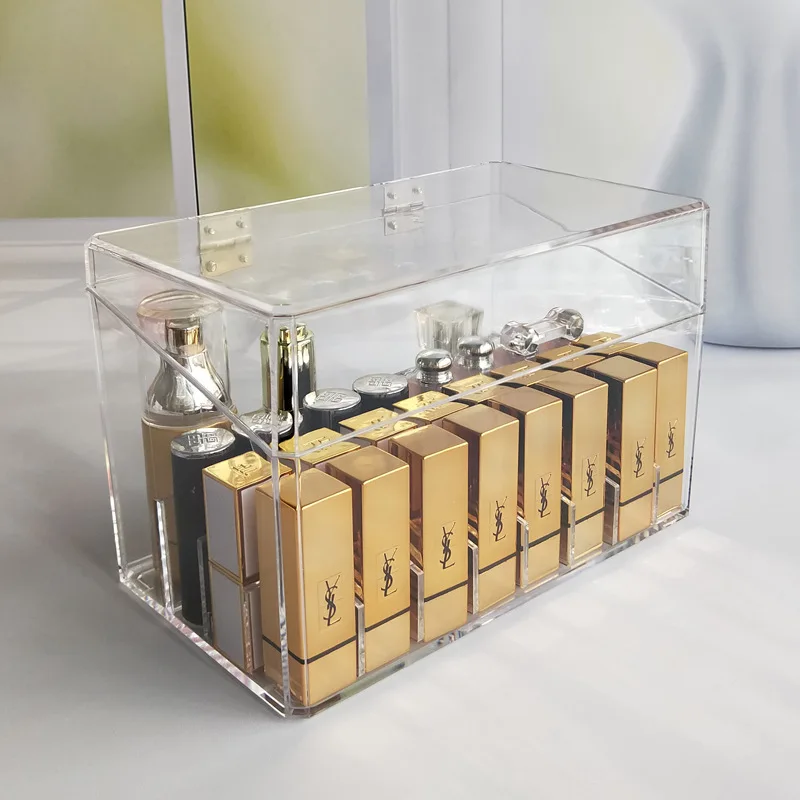 

Transparent Acrylic Flip Dustproof Storage Box Lipstick Cosmetics Skin Care Products Desktop Finishing Products