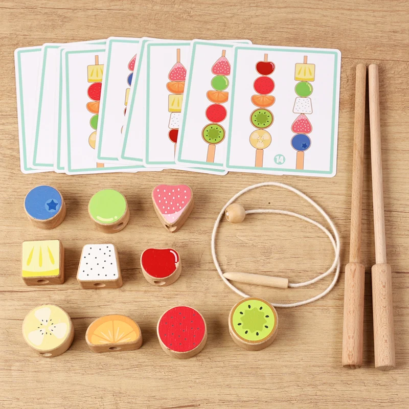 Grânulos de madeira mastery kit lógica jogo pensando treinamento empilhamento blocos cor forma correspondência laço grânulo para meninos meninas natal