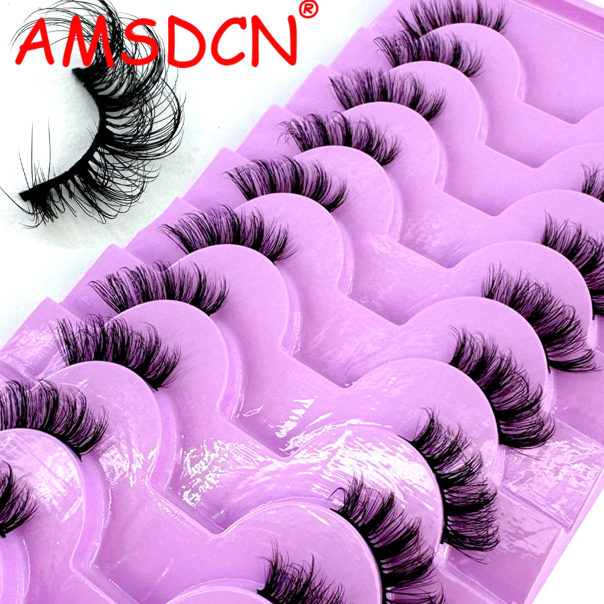 AMSDCN 새로운 하프 아이 10쌍 천연 인조 밍크  - Eyelash Extension Cat Eye 리뷰 및 가격