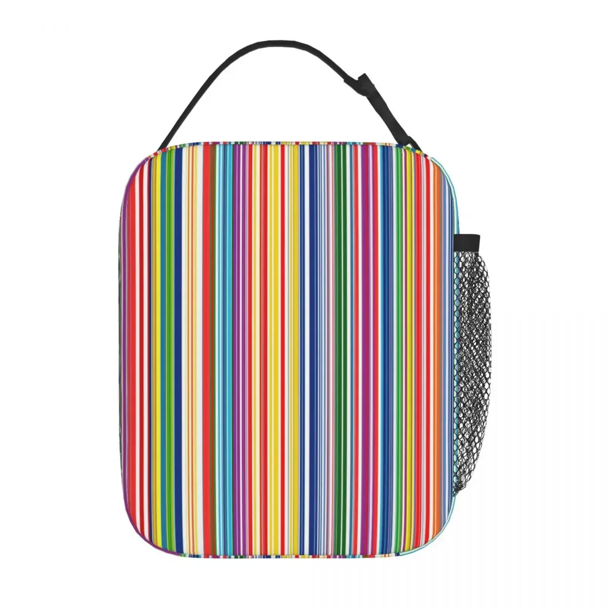 Rainbow Stripes Lunch Bag Colorful Lines Print Fashion Lunch Box for Children Picnic Portable Cooler Bag Oxford Tote Food Bags