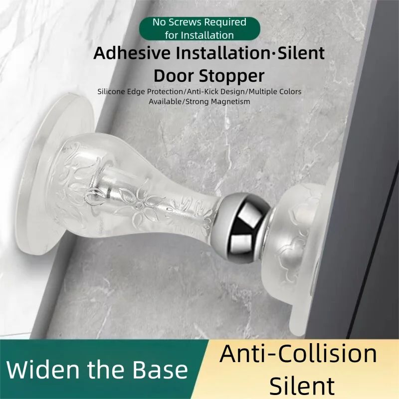 Magnetyczny ogranicznik do drzwi, bez wiercenia, stoper do drzwi, uchwyt do drzwi, silikonowy ogranicznik z przyssawką, antykolizyjny, wiatroodporny, wyposażenie domowe.