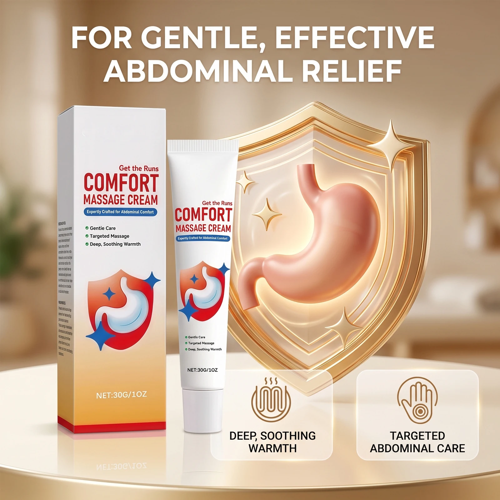 Abdominal Massage Cream for Relieving Stomach Discomfort Reduce Bloating Lightweight Deep Warming Soothing Belly Massage Care