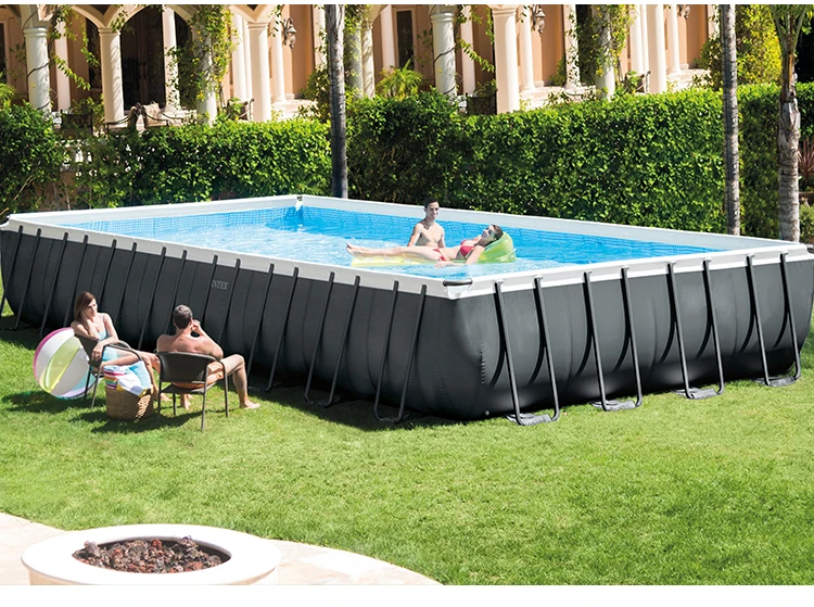 Intex 26378 Size 32FT /9.75m SAND FILTER PUMP & SALTWATER SYSTEM Ultra XTR Rectangular Above Ground Swimming Pool for Family