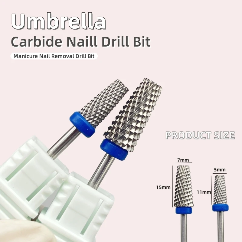 1 pz 4 in 1 punte da trapano per unghie in acciaio al tungsteno punta per ombrello in carburo per unghie 3/32 "fresa per trapano elettrico per unghie strumenti per manicure