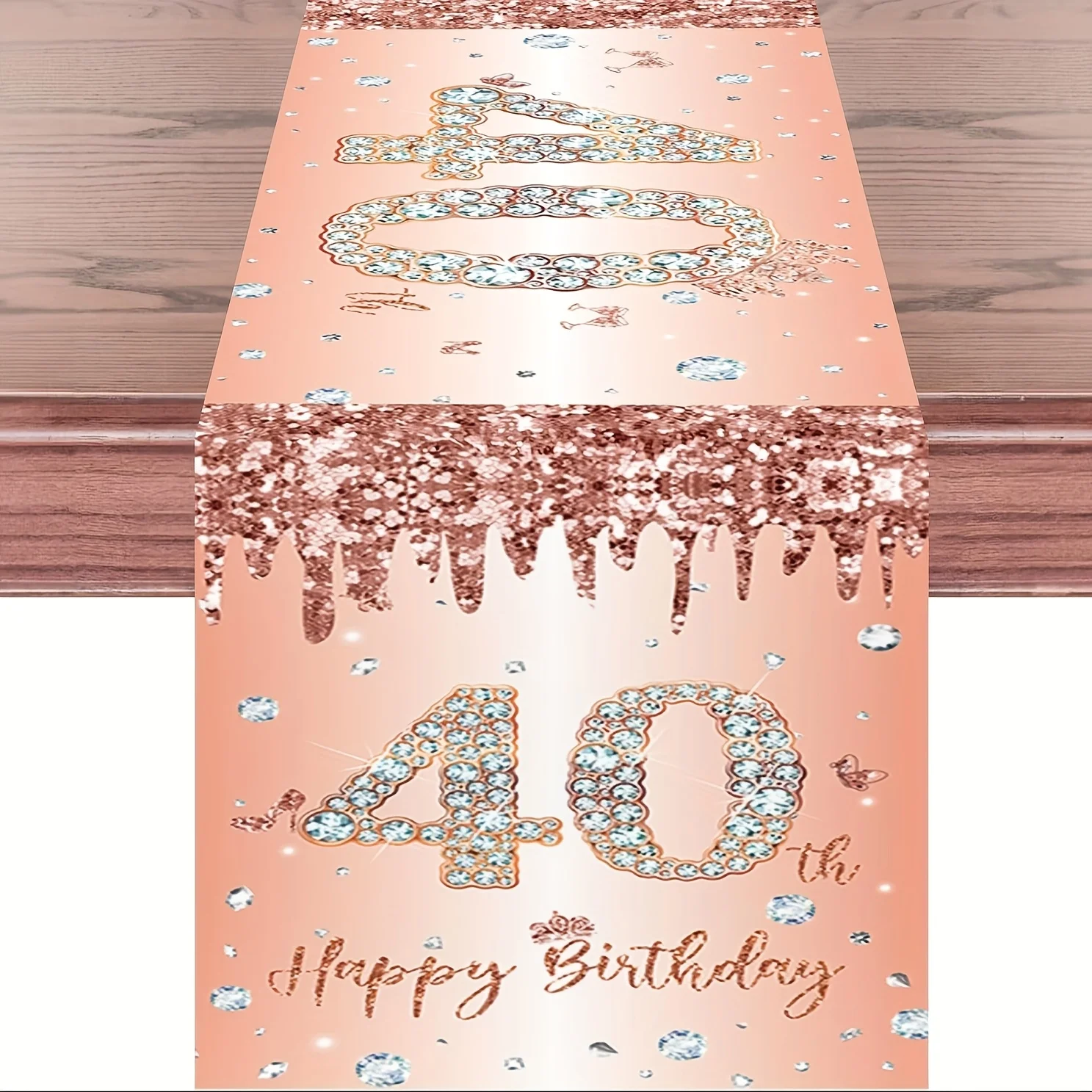 1pc 1pcs 40th Birthday Table Runner Suitable For Women Turning 40 - Elegant 40 Years Old Party Decor With Non-Slip Backing