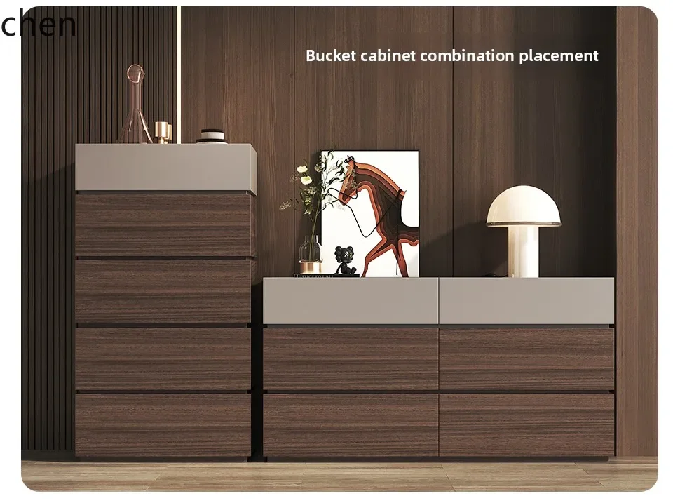 Y16- modern simple light luxury solid wood bedroom locker, five bucket storage, bedside living room locker