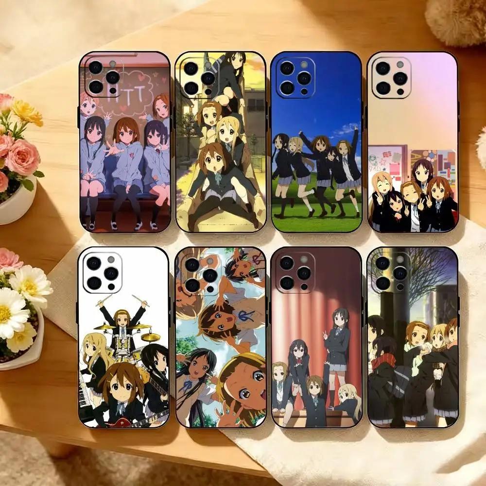 Anime K-ON! Phone Case For iPhone 17,16,15,14,13,12,11 Plus,Pro Max,XS,Soft Silicone Black Cover