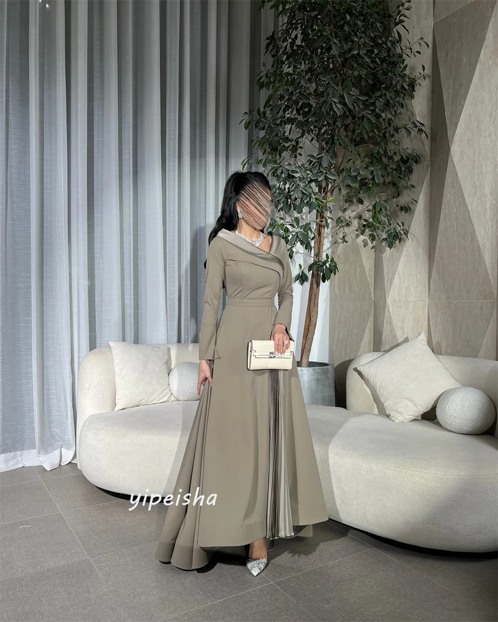 Customized Jiayigong  s Draped Criss-Cross Engagement A-line V-Neck Bespoke Occasion Gown Long Dresses