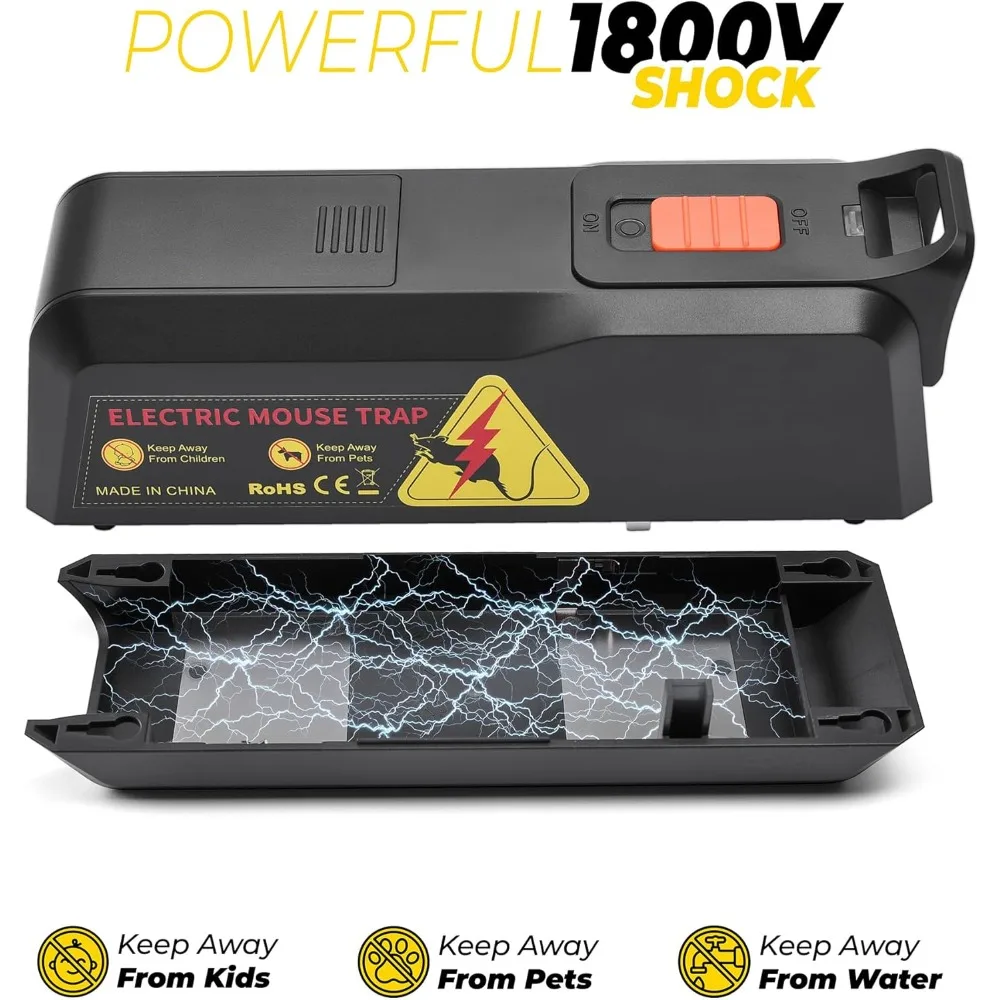 مصيدة ماوس كهربائية - قوارض إلكتروني للداخل والمنزل - مصائد فأر بشرية وفعالة - قابلة لإعادة الاستخدام