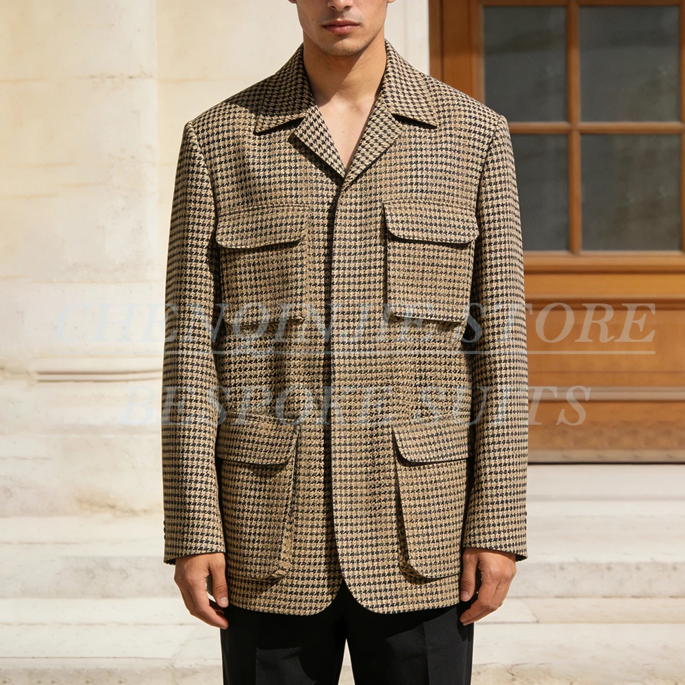 

Casual Daily Men's Suits Loose Fit Blazer Fashion Single Breasted Notch Lapel Blazer With Black Pants 2 Piece High Quality Terno