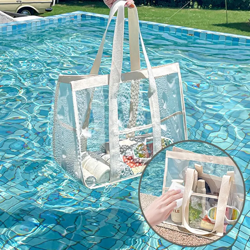 New PVC Swimming Beach Bag Transparent Large Capacity Travel Clothing Storage Bag Handbag Waterproof Toiletry Bag