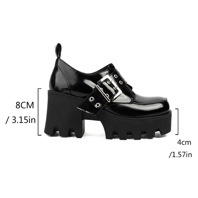 

ORCHA LISA 2025 Новые сексуальные женские туфли-лодочки с круглым носком, квадратный блочный каблук 8 см, платформа 4 см, пряжка, черный, бежевый, большой размер 42-43, вечерние, повседневные