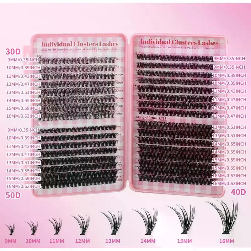 Eyelash Extension Cat Eye - 640개 30D+40D+50D 클러스터 속눈썹 연장 키트,