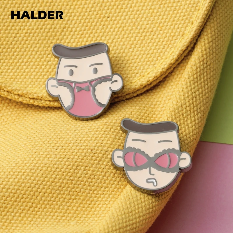 HALDER Cute Boy Enamel Pins Wearing Masks Keep Healthy Brooches Creative Blindfold Boy Badges Jewelry Gifts For Friends