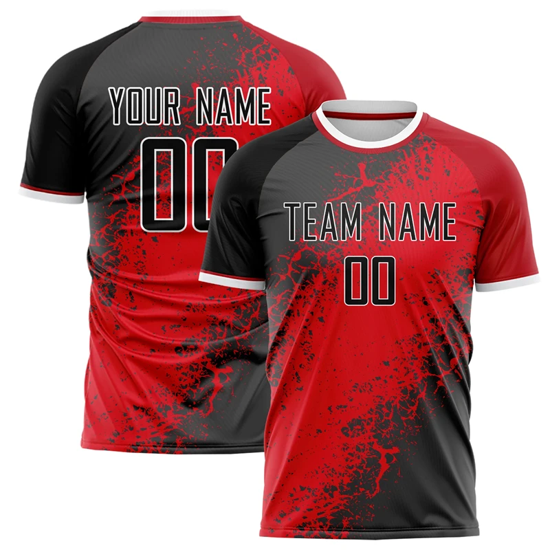 

Customized Team Name Number Name Football T-shirt Personalized DIY Crew Neck Red Sports T Shirts Loose Quick Dry Team Uniform