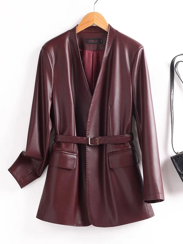   Ning Genuino eepskin Cappotto da Donna di Media Lunghezza 2025 Nuova Primavera Autunno Gilet Dimagrante Faionable Capispalla