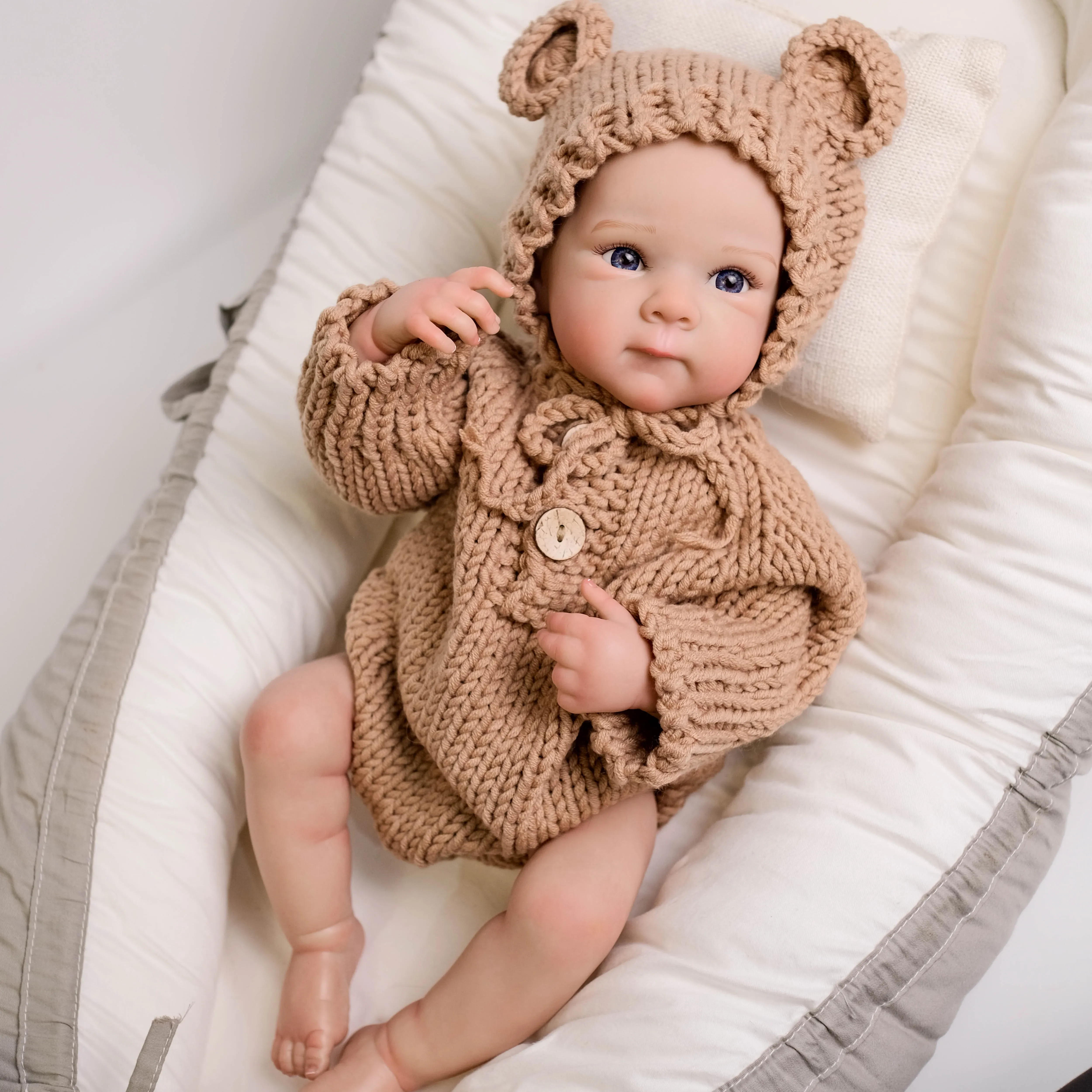 NPK 18inch Full Body Bettie Lifelike Reborn Baby Newborn Doll Cuddly Baby Multiple Layers Painting 3D Skin with Hand Draw Hair