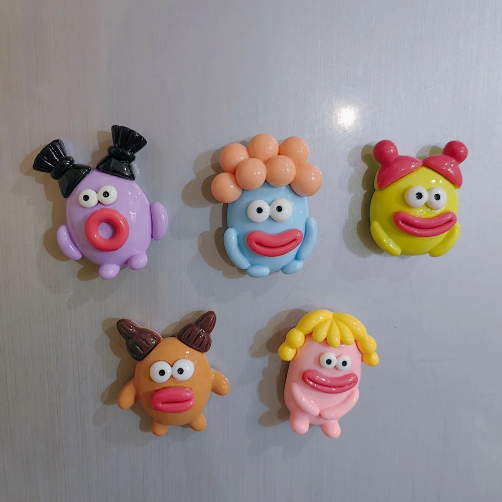 Cute 3D Resin Sausage Mouth Funny Eyes Fridge Magnets Refrigerator Sticker Braid Big Mouth Magnetic Sticker Iron Door Decoration