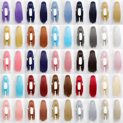 Peluca de pelo largo y liso de 90cm con flequillo, peluca recta larga sintética resistente al calor con flequillo, adecuada para pelucas de Cosplay para mujeres