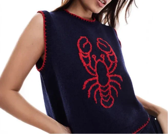 2026 New Knitted Vest Round Neck Jacquard Worn Sleeveless Vest Women