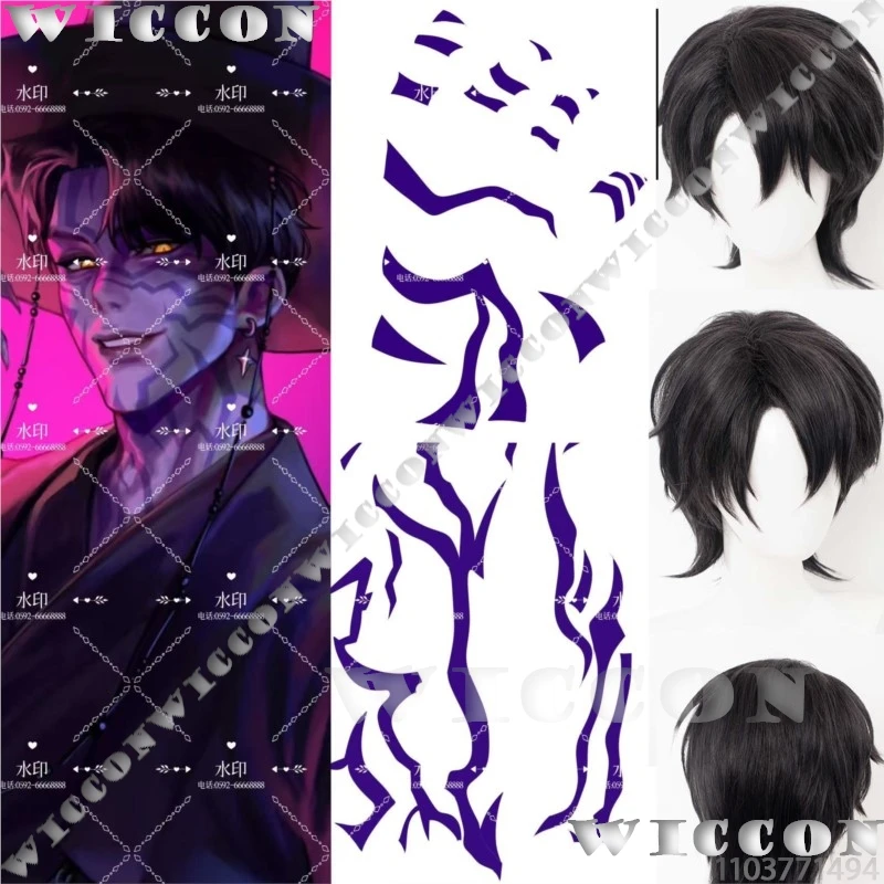 

Sajaboys Jinu Wig Tattoo Sticker-4PCS K-Pop Demon Anime Hunters Cosplay Prop Idol Stage Outfit Halloween Party Hair Carnival Cos