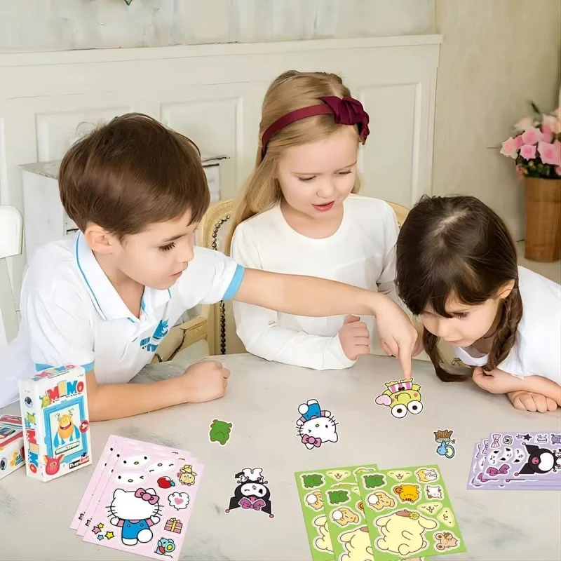سانريو مزيج كورومي مرحبا كيتي لغز الأطفال ملصقات ممتعة Makea-Face تجميع لعبة الكرتون تجميع بانوراما الأطفال هدية