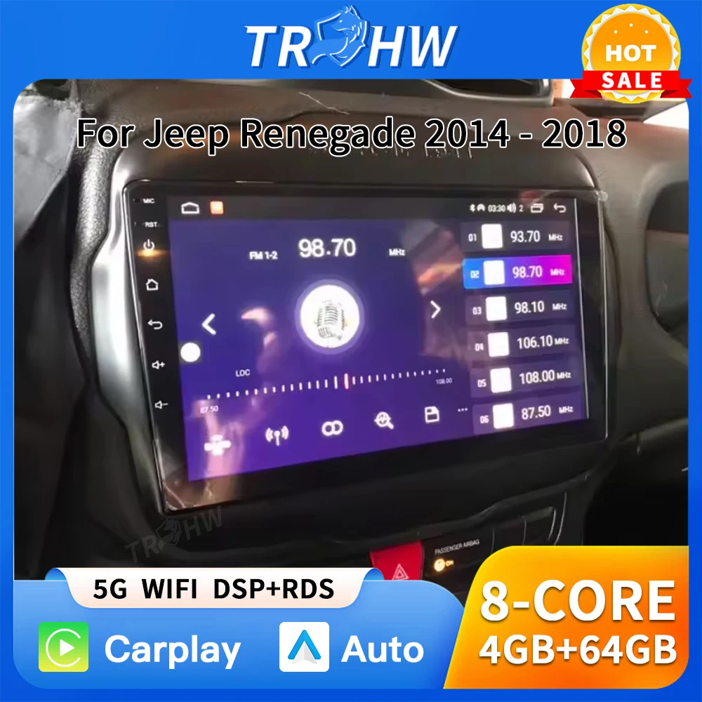 

For Jeep Renegade 2014 - 2018 Android Auto Carplay Car Radio Multimedia Video Player GPS Navigation WiFi Bluetooth Head Unit
