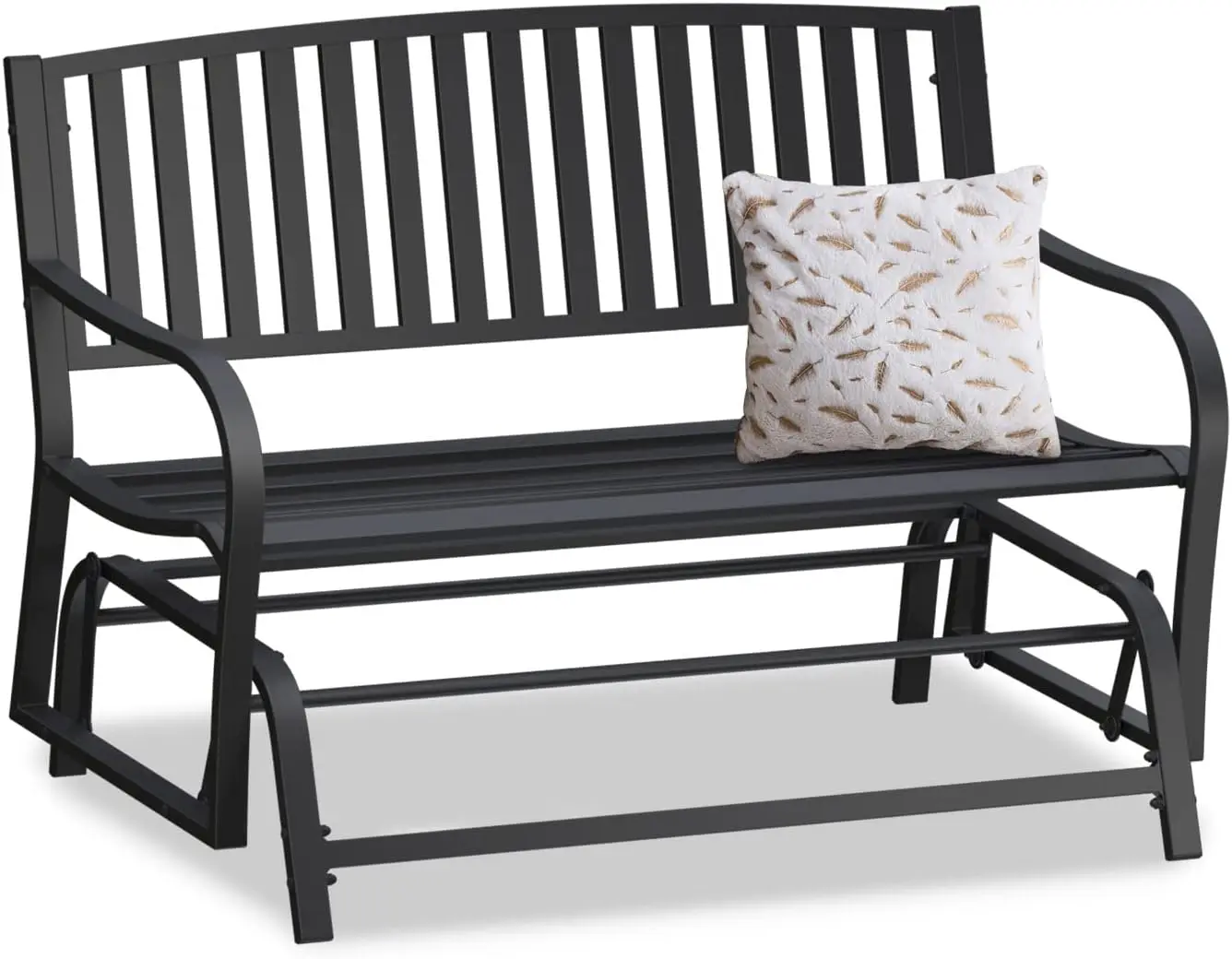 Outdoor Porch Glider Bench Patio Gliders, Full Metal Stabilized Steel Frame Finished with Rust Resistant Coating