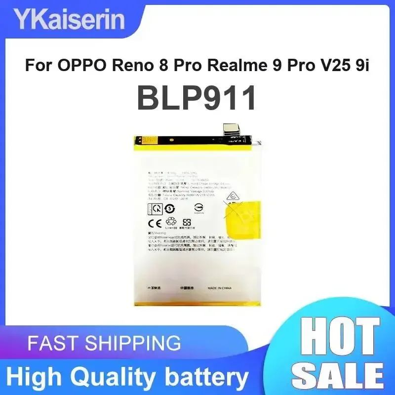 BLP911 5000mAh Mobile Phone Battery For Oppo Reno 8 Pro Realme 9 Pro V25 9i Rapid Charging