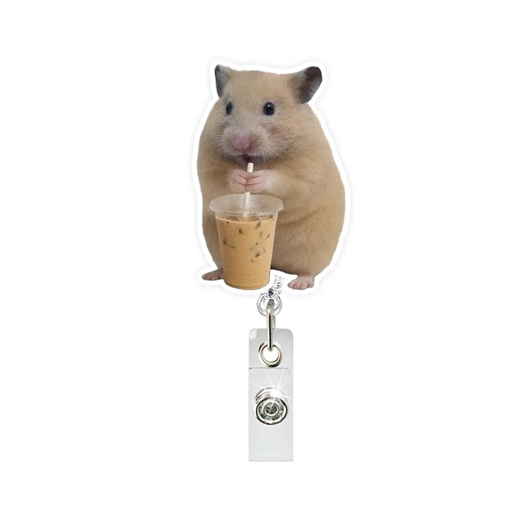 Retractable Badge Reel Strong Hamster Pattern Badge Alligator Clip Badge Holder Nylon For Credential Holding Daily Commuting