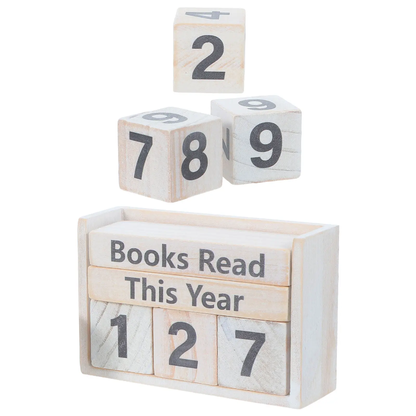 1 Set Books Read Counter Sign Wooden Desktop Calendar for Yearly Reading, Bookworm Present Bookshelf Decor Reading Accessories