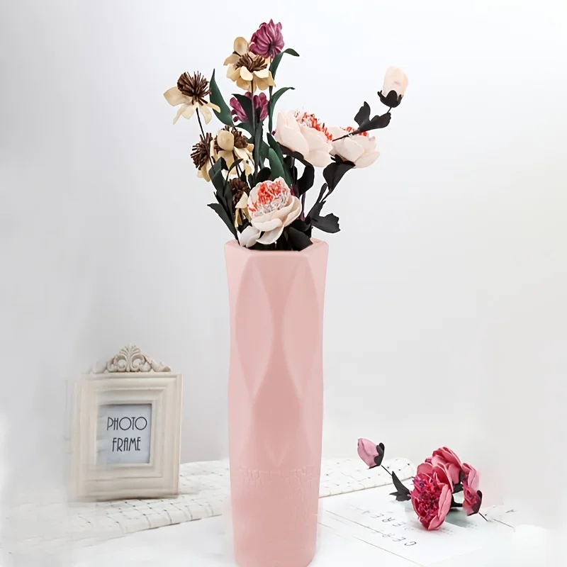 1PC Simple Plastic Vase Dry Wet Flower Arrangement Container Decorative Imitation Glazed Flower Arrangement Utensils
