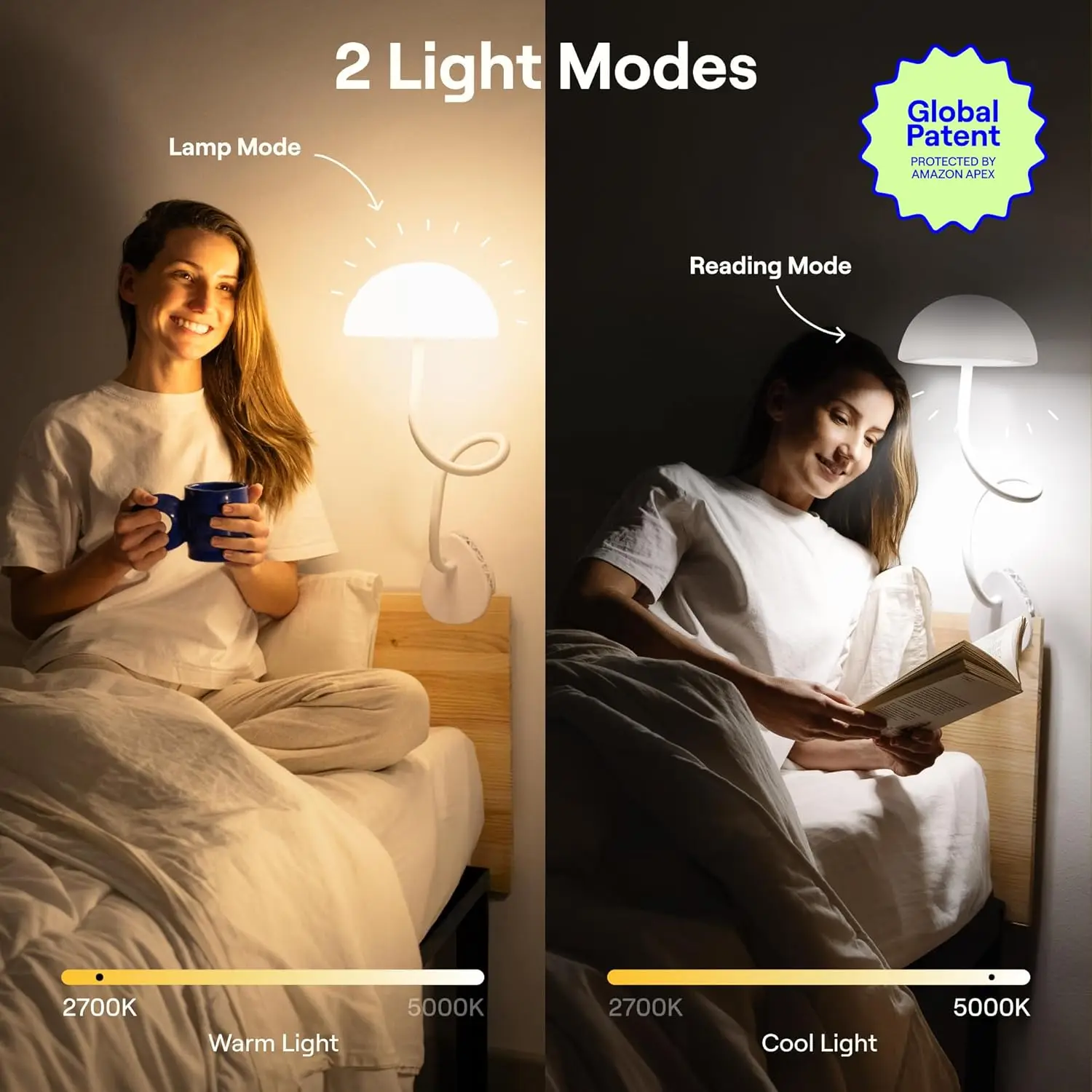 Clip-On LED Desk Lamp with Multi-Color Lights, Adjustable Arm for Bed, Dorm, and Nursery Use